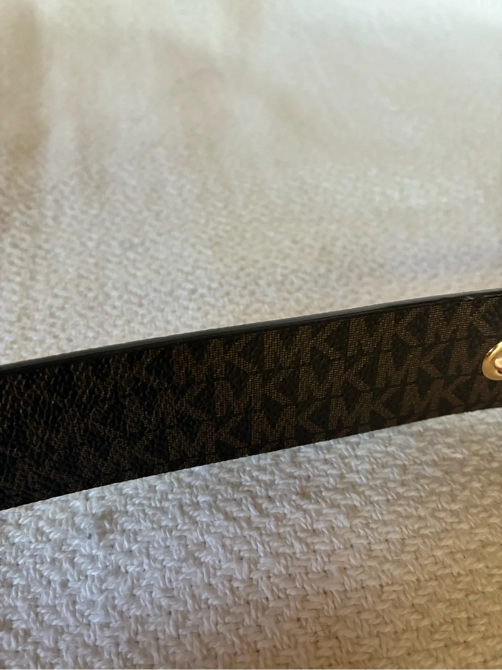 Michael Kors Brown MK Monogram Belt with Gold Hardware